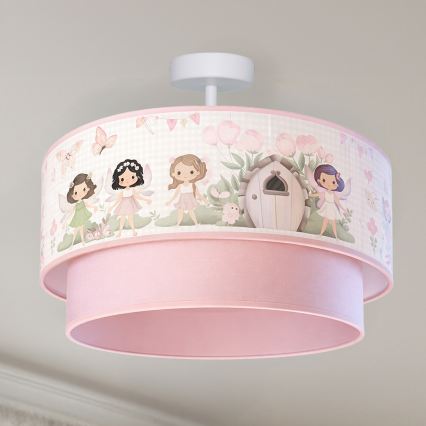 Brilagi - LED детски плафон BOBO 1xE27/10W/230V Ø 40 см розов/феи