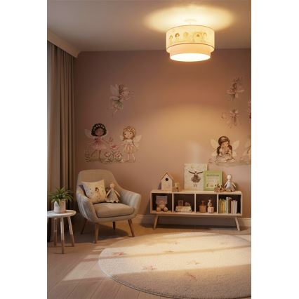 Brilagi - LED детски плафон BOBO 1xE27/60W/230V Ø 40 см розов/феи