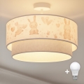 Brilagi - LED детски плафон BOBO 1xE27/60W/230V Ø 40 см кремав/сив/зайчета