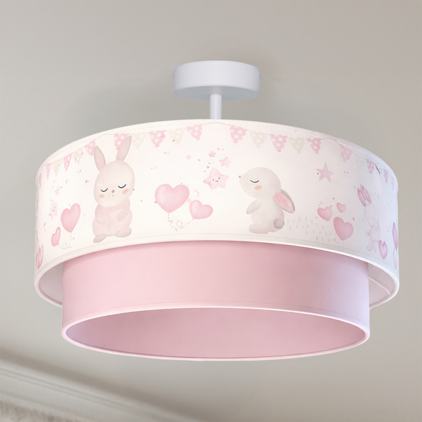 Brilagi - LED детски плафон BOBO 1xE27/60W/230V Ø 40 см кремав/розов/зайчета