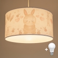 Brilagi - LED детски подвесен полилей на кабел BOBO 1xE27/60W/230V Ø 35 см бял/зайчета