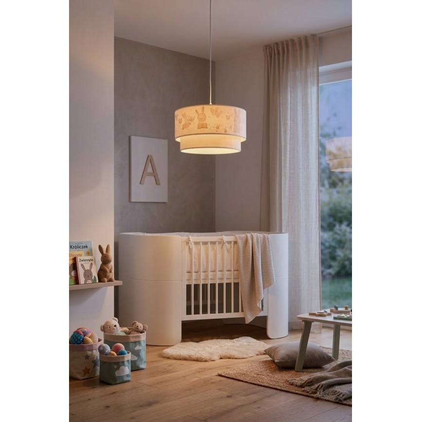 Brilagi - LED детски подвесен полилей на кабел BOBO 1xE27/60W/230V Ø 35 см бял/зайчета