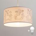 Brilagi - LED детски полилей на шнур BOBO 1xE27/60W/230V диаметър 35 см бял/еднорози