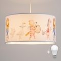 Brilagi - LED детски полилей на кабел BOBO 1xE27/10W/230V Ø 35 cm бял/с животински мотиви