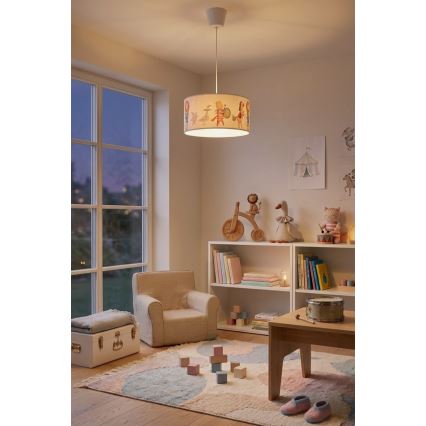 Brilagi - LED детски полилей на кабел BOBO 1xE27/10W/230V Ø 35 cm бял/с животински мотиви