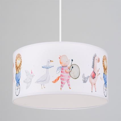 Brilagi - LED детски полилей на кабел BOBO 1xE27/10W/230V Ø 35 cm бял/с животински мотиви