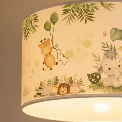 Brilagi - LED детски полилей на кабел BOBO 1xE27/10W/230V Ø 35 см бял/джунгла