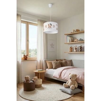 Brilagi - LED детски полилей на кабел BOBO 1xE27/10W/230V Ø 35 см бял/меченца