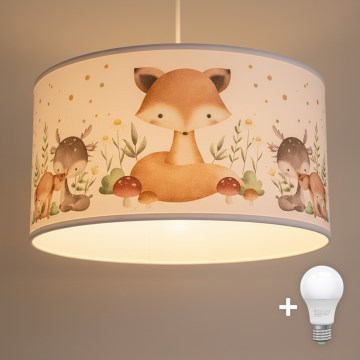 Brilagi - LED детски полилей на кабел BOBO 1xE27/10W/230V Ø 35 см бял/с животински мотиви