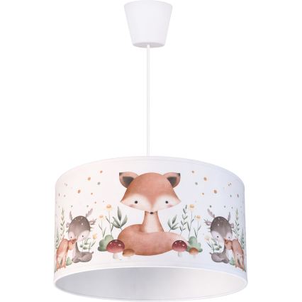 Brilagi - LED детски полилей на кабел BOBO 1xE27/10W/230V Ø 35 см бял/с животински мотиви