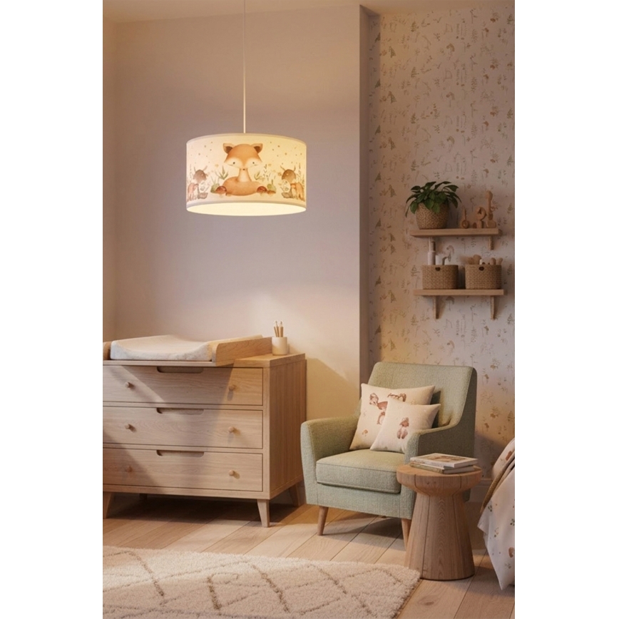Brilagi - LED детски полилей на кабел BOBO 1xE27/10W/230V Ø 35 см бял/с животински мотиви