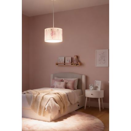 Brilagi - LED детски полилей на кабел BOBO 1xE27/10W/230V Ø 35 см розов/балеринки