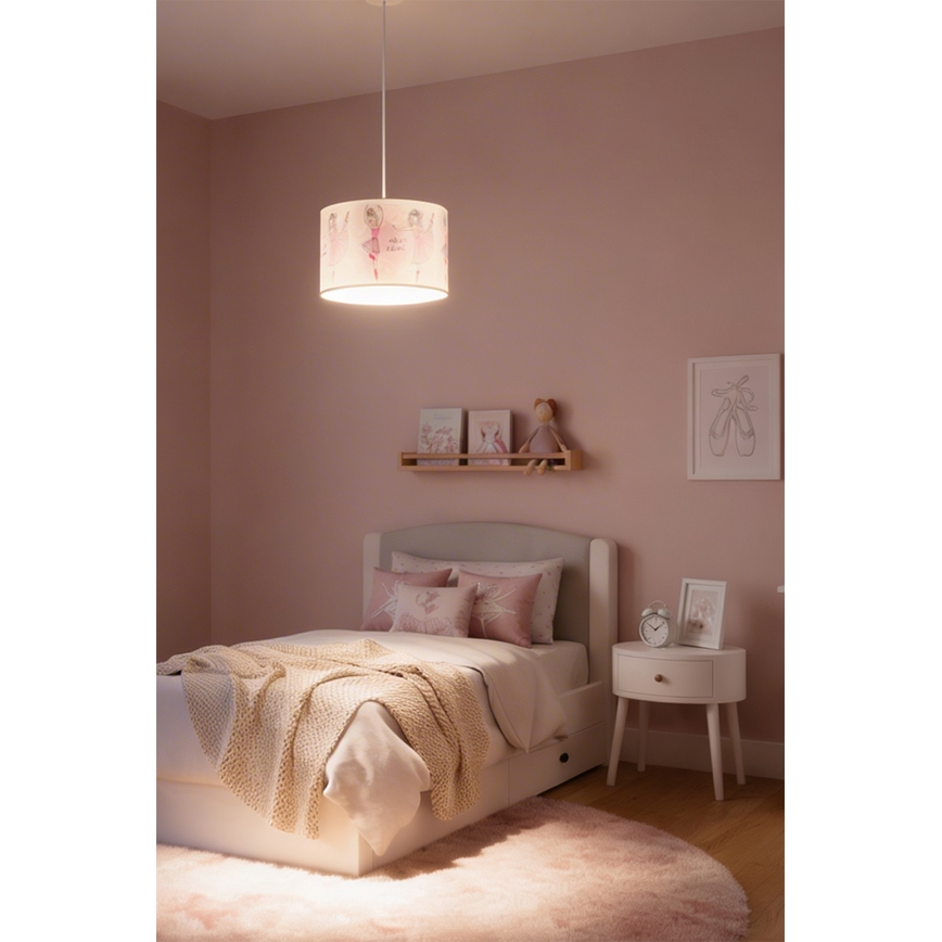 Brilagi - LED детски полилей на кабел BOBO 1xE27/10W/230V Ø 35 см розов/балеринки