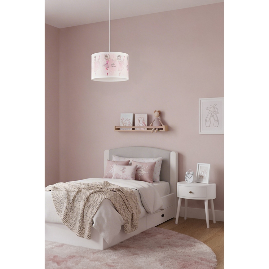 Brilagi - LED детски полилей на кабел BOBO 1xE27/10W/230V Ø 35 см розов/балеринки