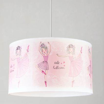Brilagi - LED детски полилей на кабел BOBO 1xE27/10W/230V Ø 35 см розов/балеринки