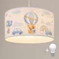Brilagi - LED детски полилей на кабел BOBO 1xE27/10W/230V Ø 35 см син/мечета