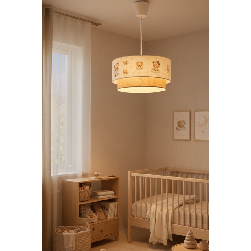 Brilagi - LED детски полилей BOBO на кабел 1xE27/10W/230V Ø 40 см бял/бежов/с мечета