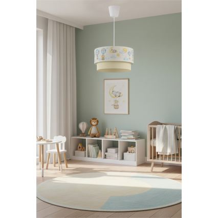 Brilagi - LED детски полилей BOBO с кабел 1xE27/10W/230V Ø 40 см бял/бежов/с животински мотиви