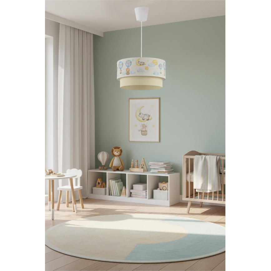 Brilagi - LED детски полилей BOBO с кабел 1xE27/10W/230V Ø 40 см бял/бежов/с животински мотиви