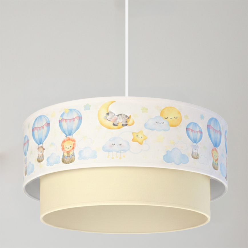 Brilagi - LED детски полилей BOBO с кабел 1xE27/10W/230V Ø 40 см бял/бежов/с животински мотиви