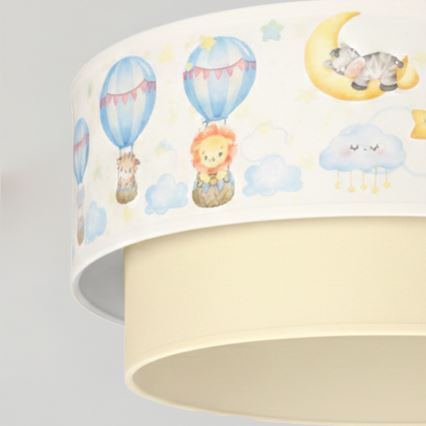 Brilagi - LED детски полилей BOBO с кабел 1xE27/10W/230V Ø 40 см бял/бежов/с животински мотиви