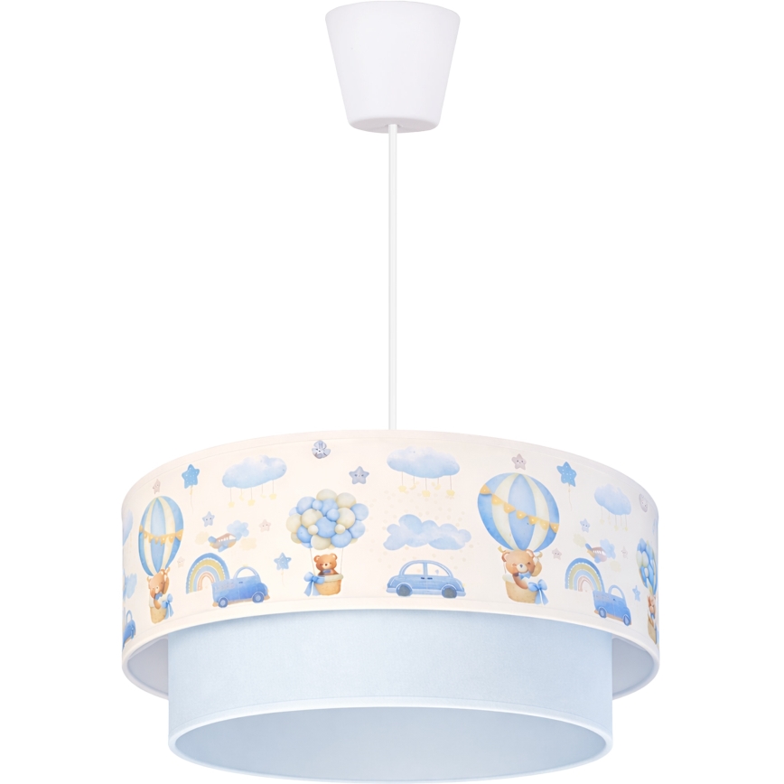 Brilagi - LED детски полилей на кабел BOBO 1xE27/10W/230V Ø 40 cm кремав/син/с меченца