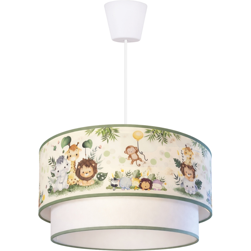Brilagi - LED детски полилей на шнур BOBO 1xE27/60W/230V Ø 40 см крем/зелен/джунгла