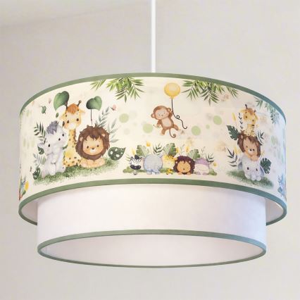 Brilagi - LED детски полилей на шнур BOBO 1xE27/60W/230V Ø 40 см крем/зелен/джунгла