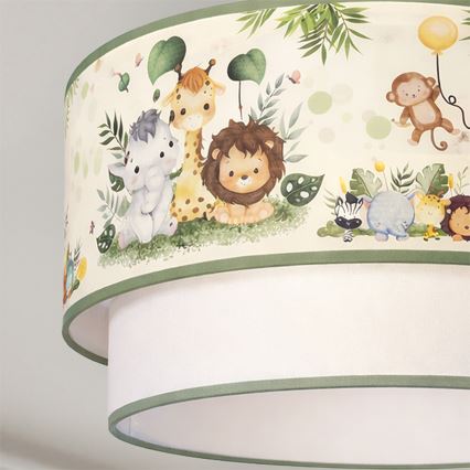 Brilagi - LED детски полилей на шнур BOBO 1xE27/60W/230V Ø 40 см крем/зелен/джунгла