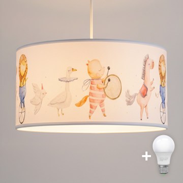 Brilagi - LED детски полилей на кабел BOBO 1xE27/60W/230V Ø 35 cm бял/с животински мотиви