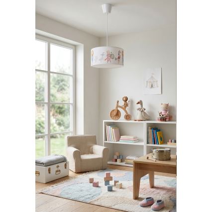 Brilagi - LED детски полилей на кабел BOBO 1xE27/60W/230V Ø 35 cm бял/с животински мотиви