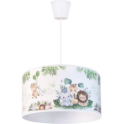 Brilagi - LED детски полилей на кабел BOBO 1xE27/60W/230V Ø 35 см бял/джунгла