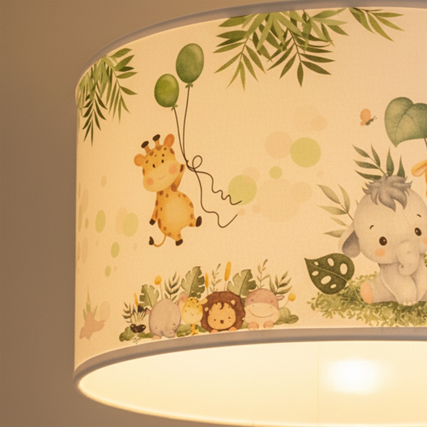 Brilagi - LED детски полилей на кабел BOBO 1xE27/60W/230V Ø 35 см бял/джунгла