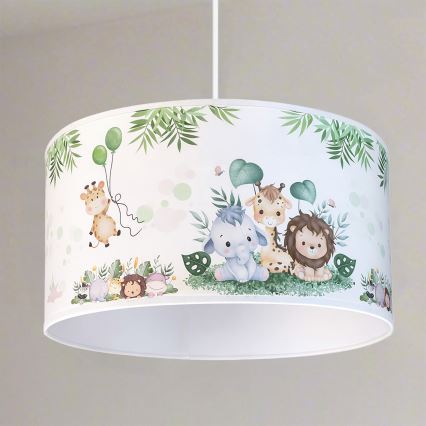 Brilagi - LED детски полилей на кабел BOBO 1xE27/60W/230V Ø 35 см бял/джунгла