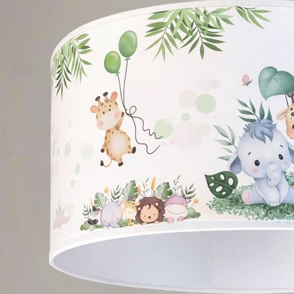 Brilagi - LED детски полилей на кабел BOBO 1xE27/60W/230V Ø 35 см бял/джунгла