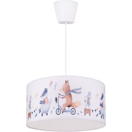Brilagi - LED детски полилей на кабел BOBO 1xE27/60W/230V Ø 35 см бял/с животински мотиви