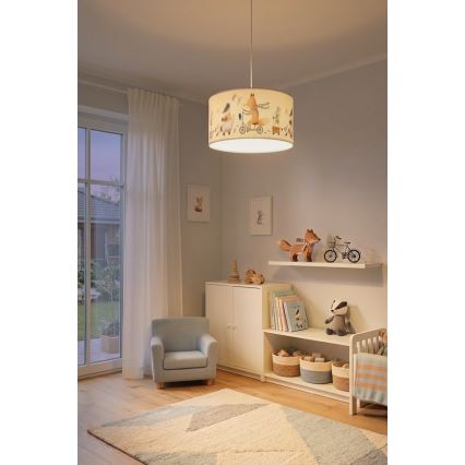 Brilagi - LED детски полилей на кабел BOBO 1xE27/60W/230V Ø 35 см бял/с животински мотиви