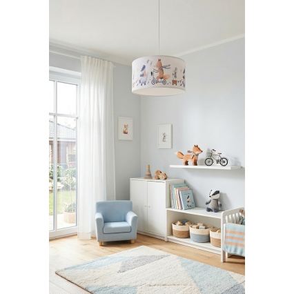 Brilagi - LED детски полилей на кабел BOBO 1xE27/60W/230V Ø 35 см бял/с животински мотиви