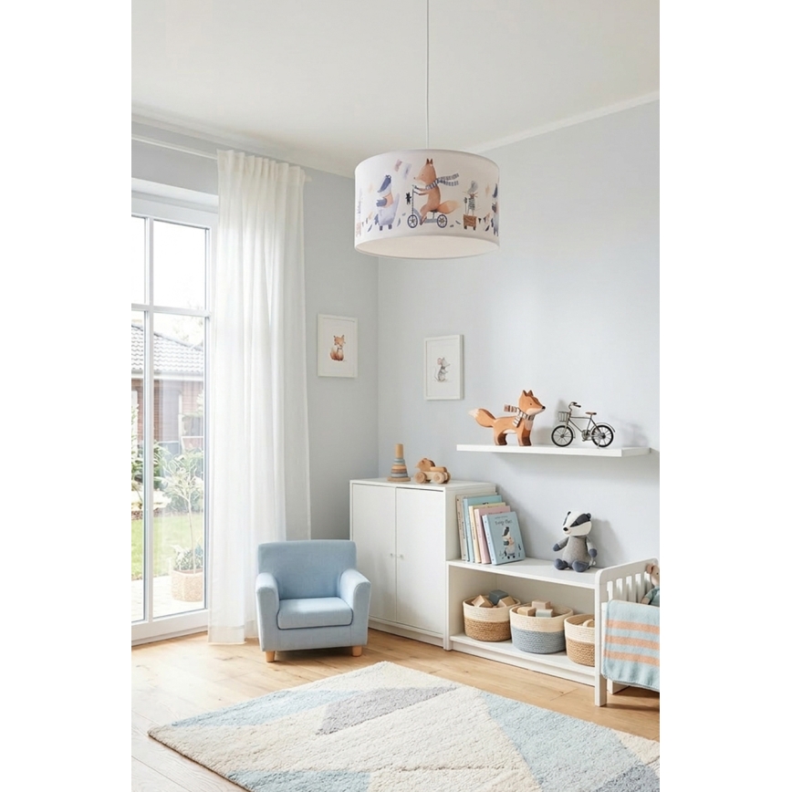 Brilagi - LED детски полилей на кабел BOBO 1xE27/60W/230V Ø 35 см бял/с животински мотиви