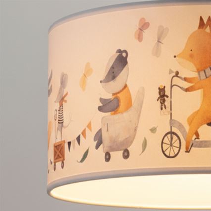 Brilagi - LED детски полилей на кабел BOBO 1xE27/60W/230V Ø 35 см бял/с животински мотиви