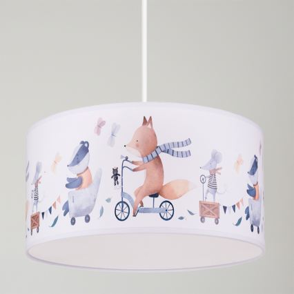 Brilagi - LED детски полилей на кабел BOBO 1xE27/60W/230V Ø 35 см бял/с животински мотиви