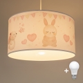Brilagi - LED детски полилей на кабел BOBO 1xE27/60W/230V Ø 35 см бял/с животински мотиви