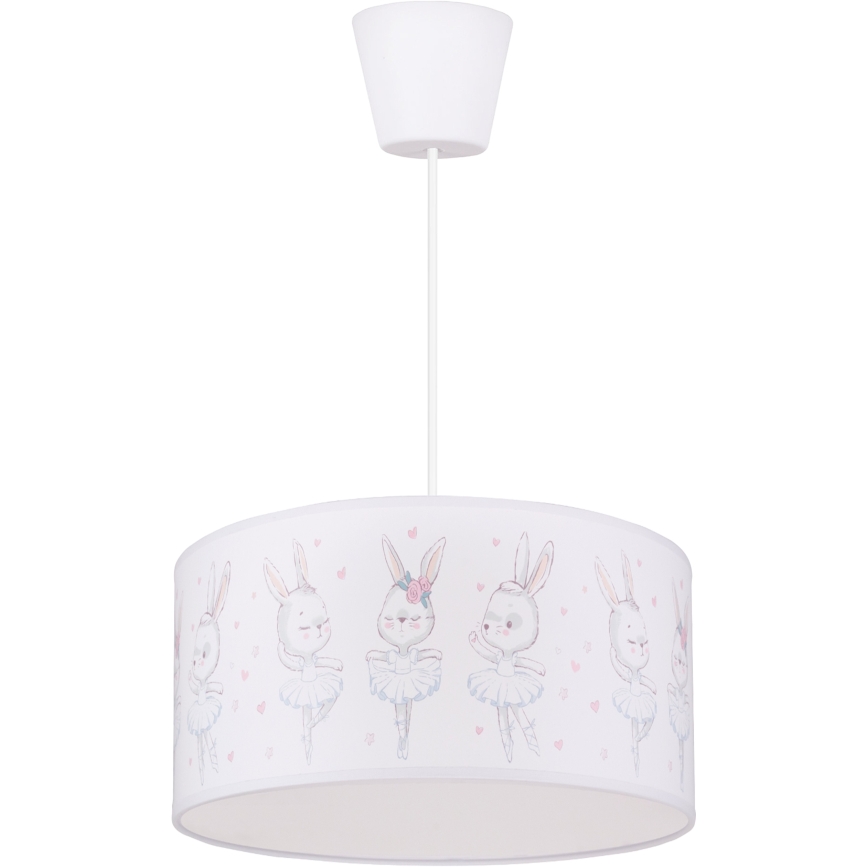 Brilagi - LED детски полилей на кабел BOBO 1xE27/60W/230V Ø 35 см бял/зайчета