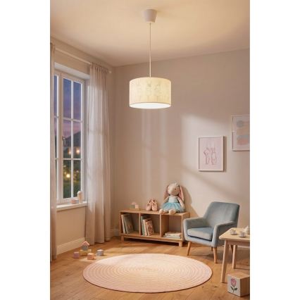 Brilagi - LED детски полилей на кабел BOBO 1xE27/60W/230V Ø 35 см бял/зайчета
