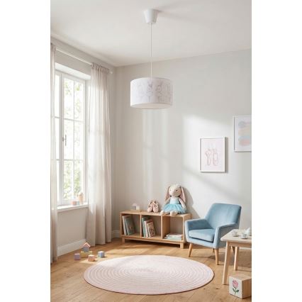 Brilagi - LED детски полилей на кабел BOBO 1xE27/60W/230V Ø 35 см бял/зайчета