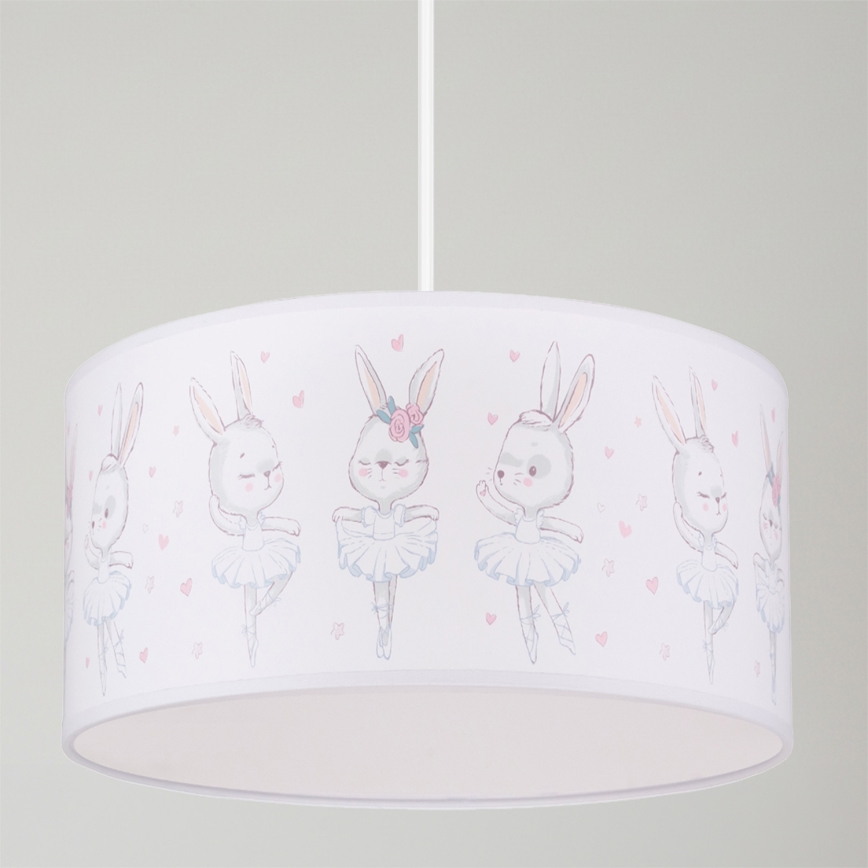 Brilagi - LED детски полилей на кабел BOBO 1xE27/60W/230V Ø 35 см бял/зайчета