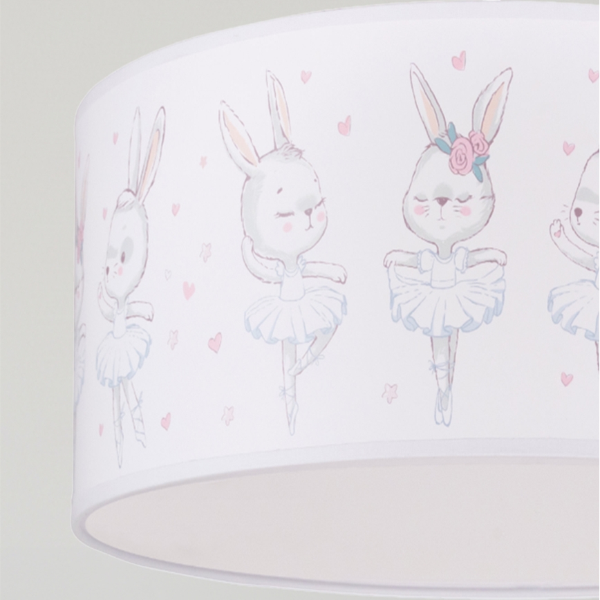 Brilagi - LED детски полилей на кабел BOBO 1xE27/60W/230V Ø 35 см бял/зайчета