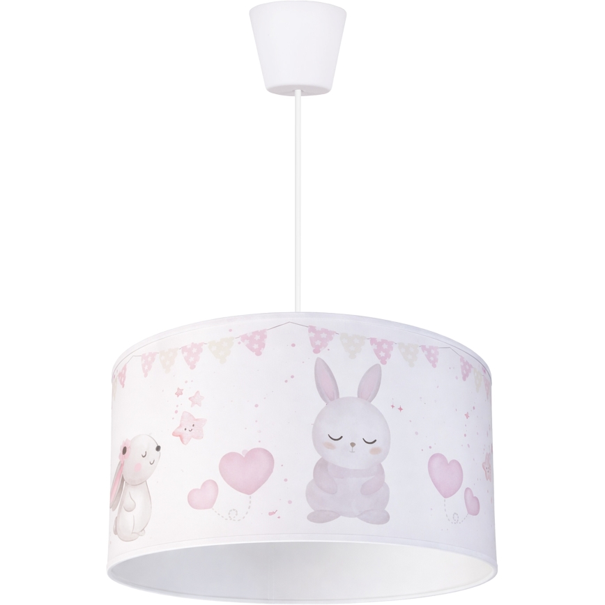 Brilagi - LED детски полилей на кабел BOBO 1xE27/60W/230V Ø 35 см бял/зайчета