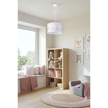 Brilagi - LED детски полилей на кабел BOBO 1xE27/60W/230V Ø 35 см бял/зайчета