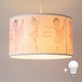 Brilagi - LED детски полилей на кабел BOBO 1xE27/60W/230V Ø 35 см розов/балеринки